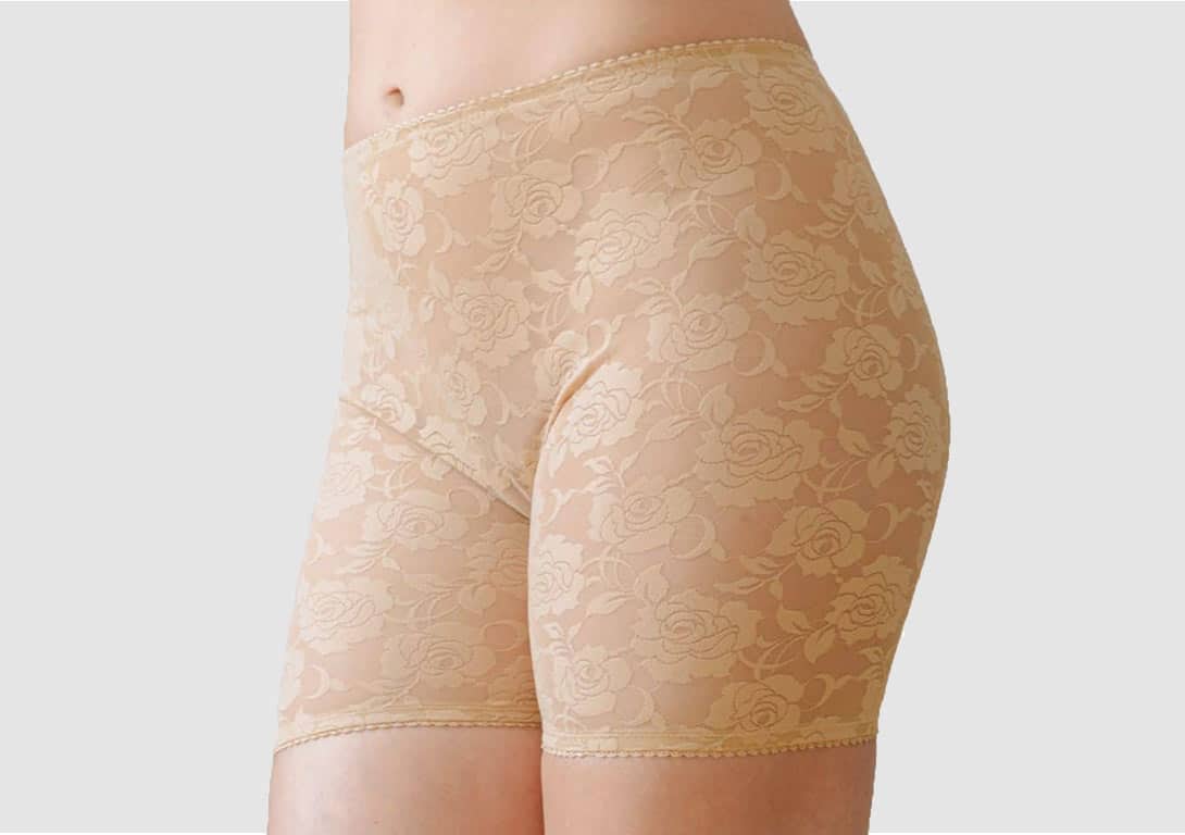 Bandelettes Elastic Anti-Chafing Lace Panty Shorts - Prevent Thigh Chafing  – Semi-Compression Shorts for Inner-thigh Rubbing - Breathable &  Comfortable - Women's Underwear & Lingerie (Beige,S) at  Women's  Clothing store