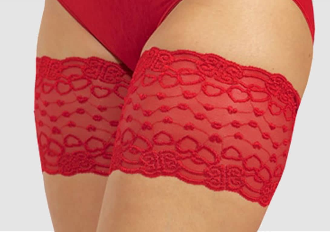 Elastic Lace Thigh Bands with Anti Slip Silicone Prevent Rubbing and Chafing by Romartex 