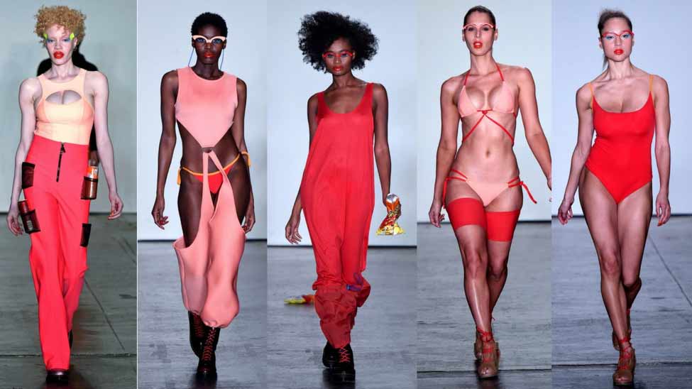 Bandelettes Chromat Runway showing off thigh wear