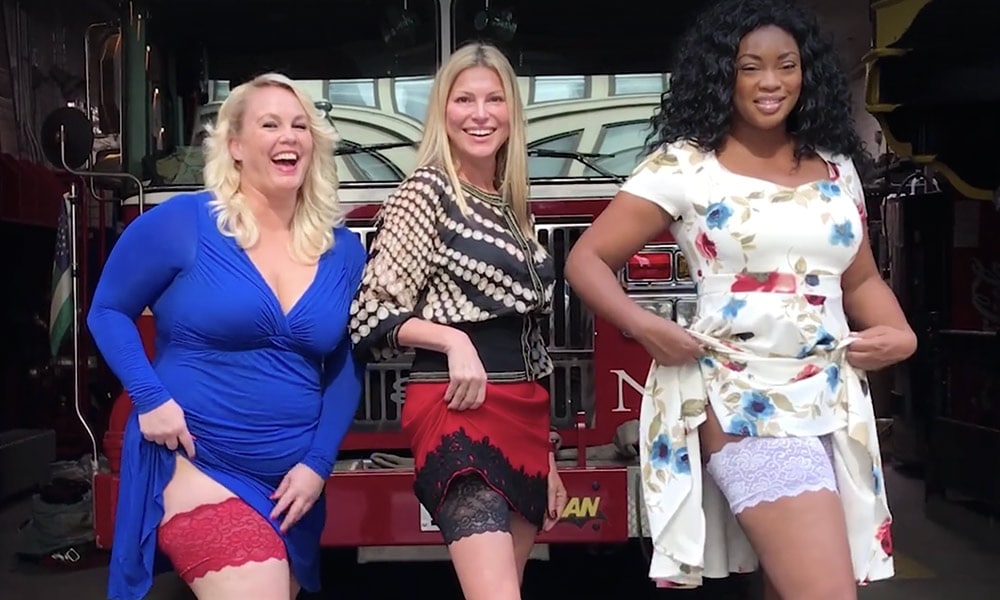 Three women at fire station with Bandelettes
